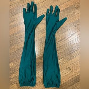 Emerald Green Formal Long Gloves - Great for Halloween!